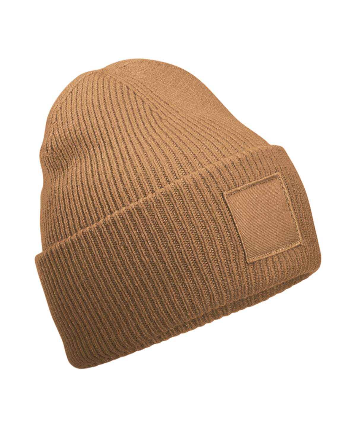 Deep-cuffed tonal patch beanie