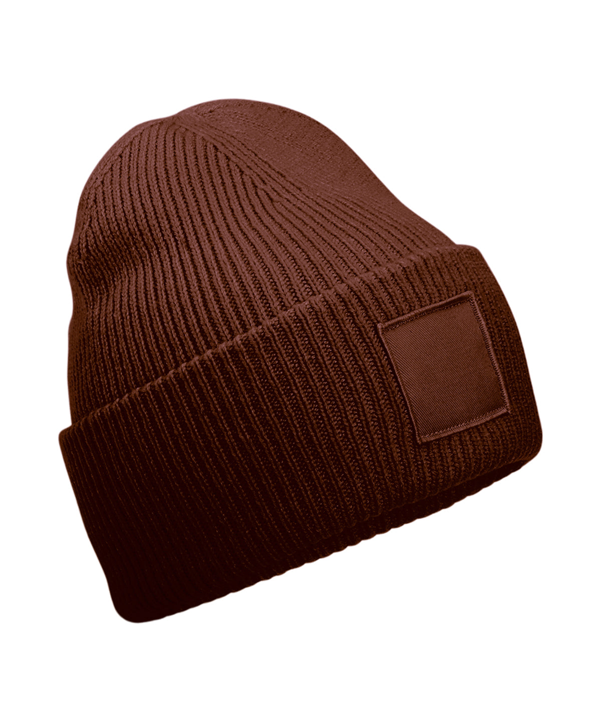 Deep-cuffed tonal patch beanie