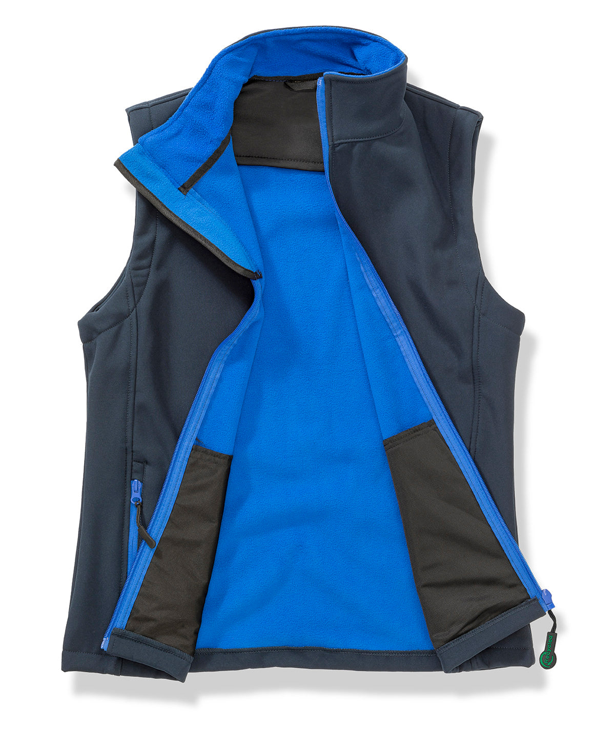 Womens printable softshell bodywarmer with recycled fleece inner